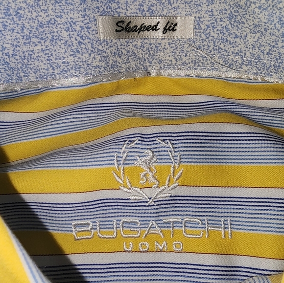 Bugatchi Yellow And Blue LS‎ Dress Shirt No Size - Picture 4 of 8